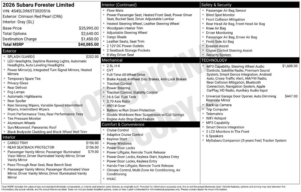 Certified 2026 Subaru Forester Limited AWD/4WD image 8