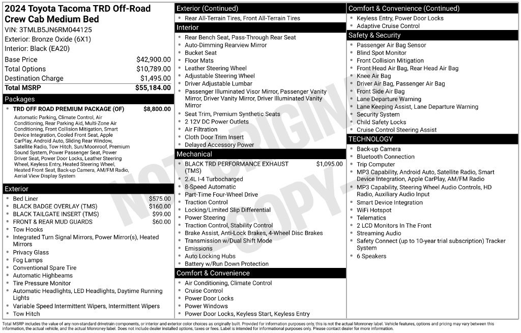 Used 2024 Toyota Tacoma TRD Off-Road w/ TRD Off Road Premium Package AWD/4WD image 33