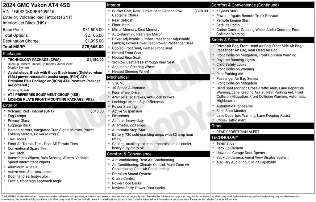 Used 2024 GMC Yukon AT4 w/ Technology Package AWD/4WD image 4