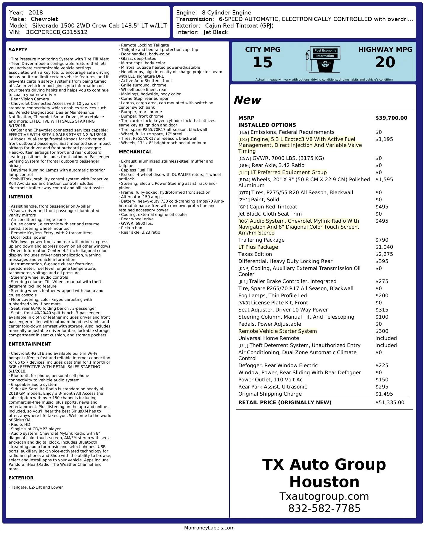 Used 2018 Chevrolet Silverado 1500 LT w/ Texas Edition RWD image 3