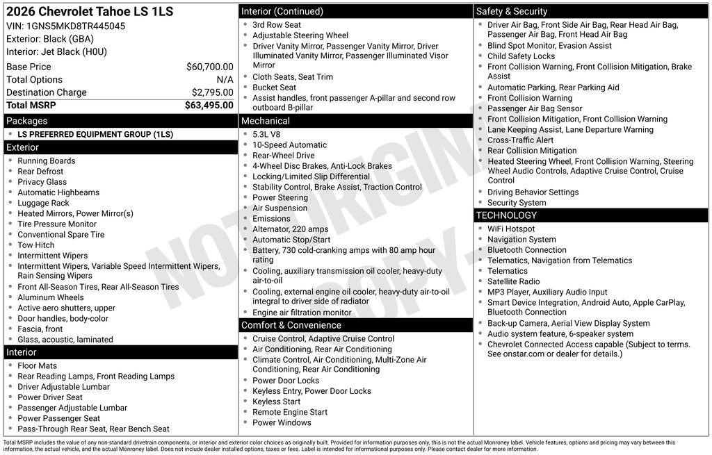 New 2026 Chevrolet Tahoe LS RWD image 32
