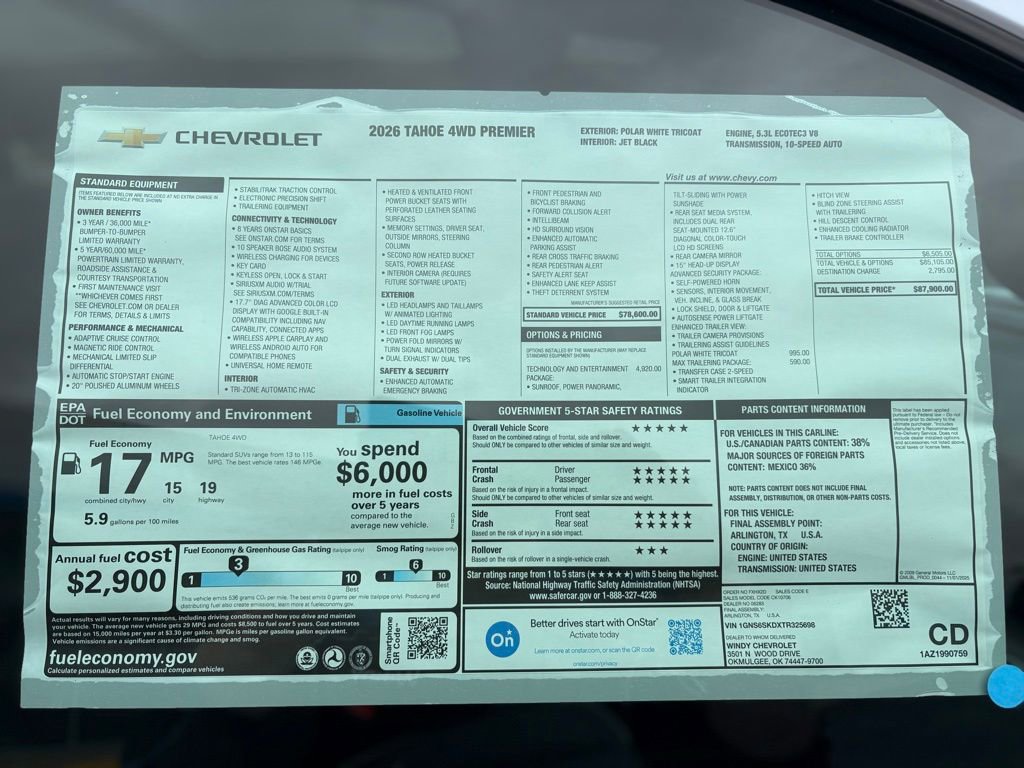 New 2026 Chevrolet Tahoe Premier AWD/4WD image 25