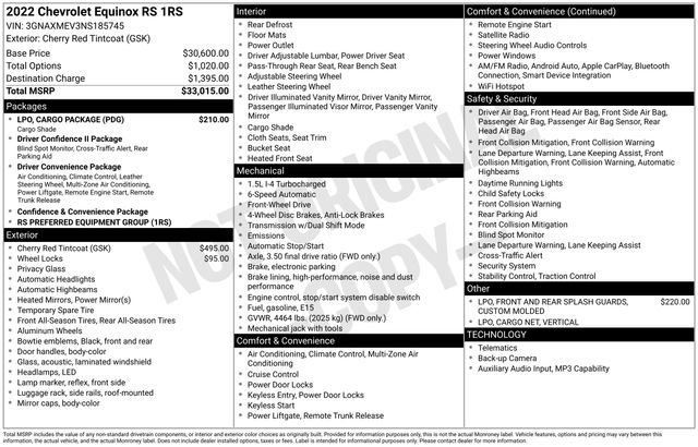 Used 2022 Chevrolet Equinox RS w/ LPO, Cargo Package FWD image 7