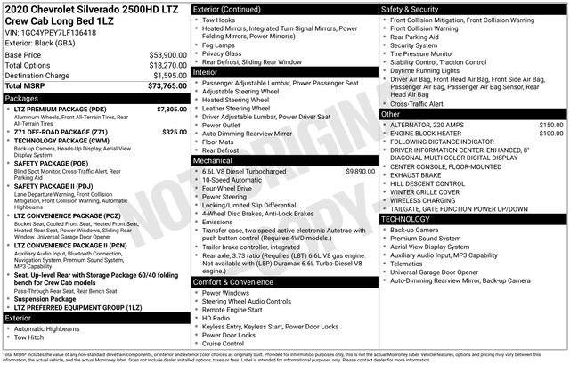 Used 2020 Chevrolet Silverado 2500 LTZ w/ LTZ Premium Package AWD/4WD image 34