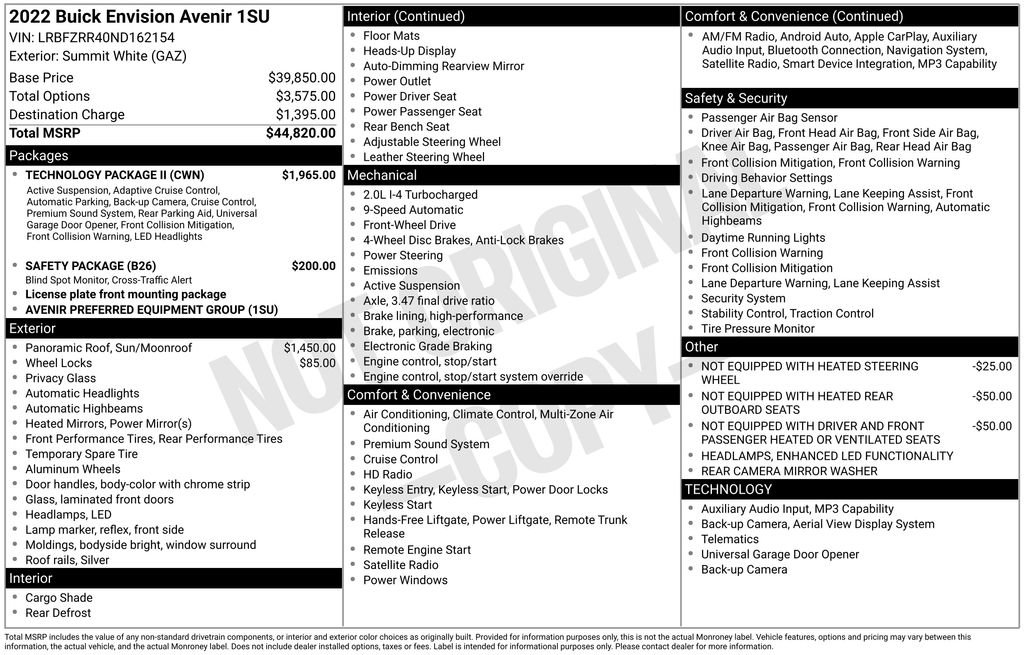 Used 2022 Buick Envision Avenir w/ Technology Package II FWD image 5