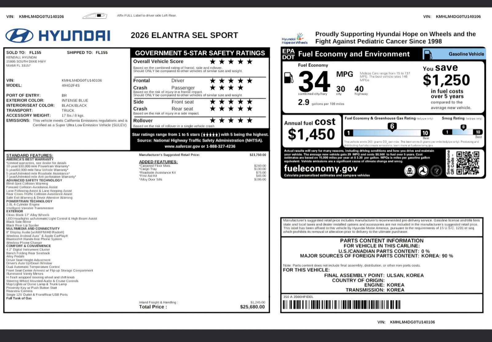 Used 2026 Hyundai Elantra Sport FWD image 1