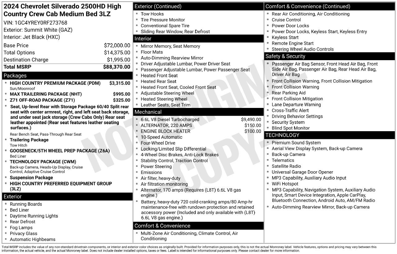 Used 2024 Chevrolet Silverado 2500 High Country w/ High Country Premium Package AWD/4WD image 54
