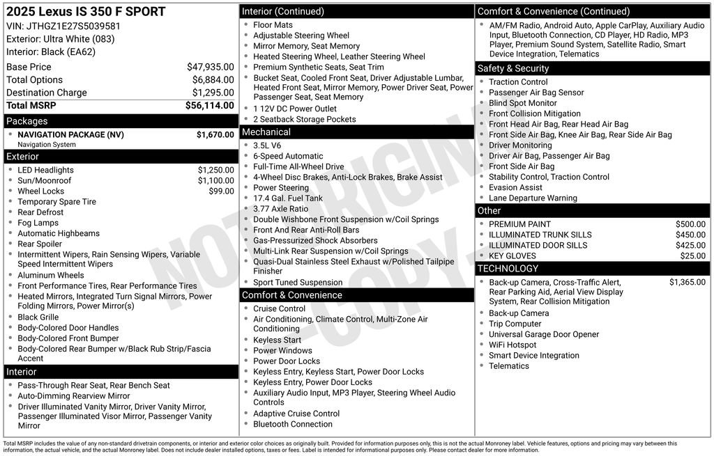 Used 2025 Lexus IS 350 F Sport w/ Navigation Package image 38