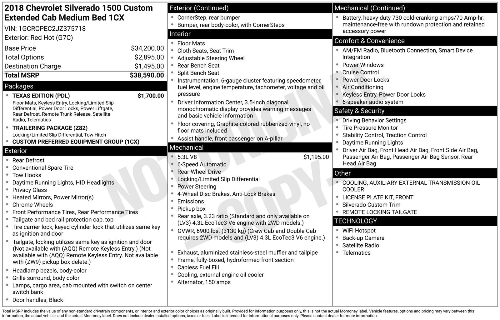 Used 2018 Chevrolet Silverado 1500 Custom w/ Texas Edition RWD image 14
