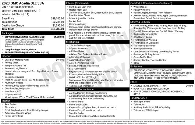 Used 2023 GMC Acadia SLE w/ Driver Convenience Package image 6