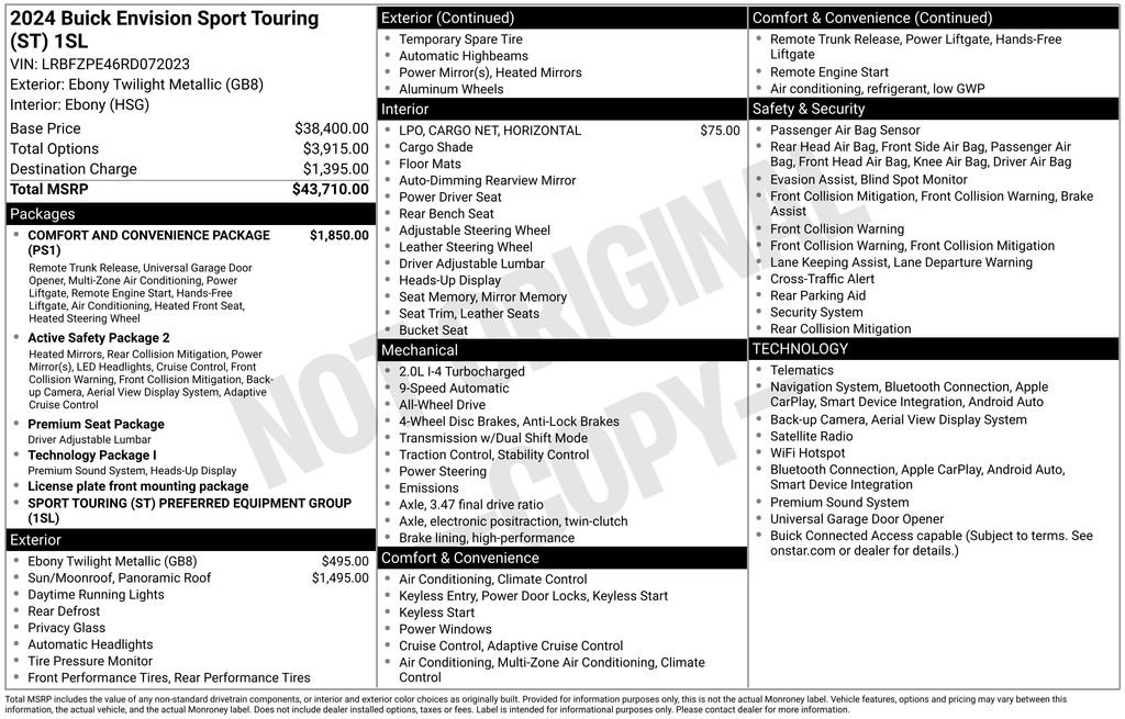 Certified 2024 Buick Envision Sport Touring AWD/4WD image 22