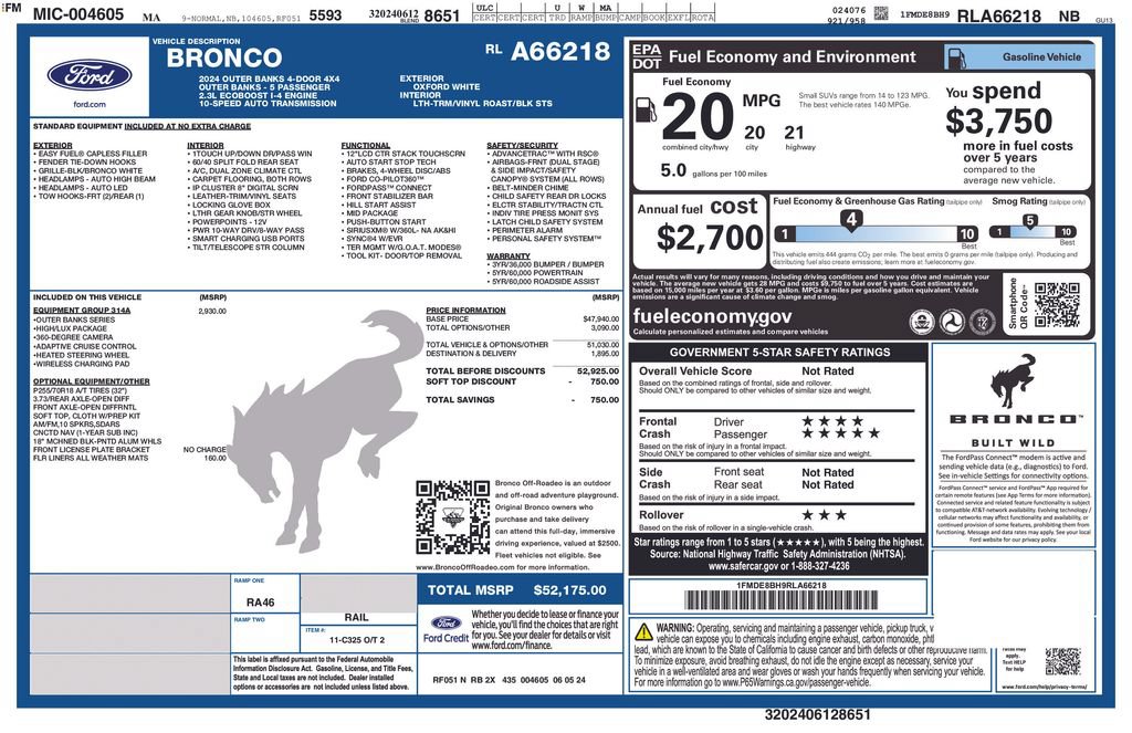 Certified 2024 Ford Bronco Outer Banks AWD/4WD image 35