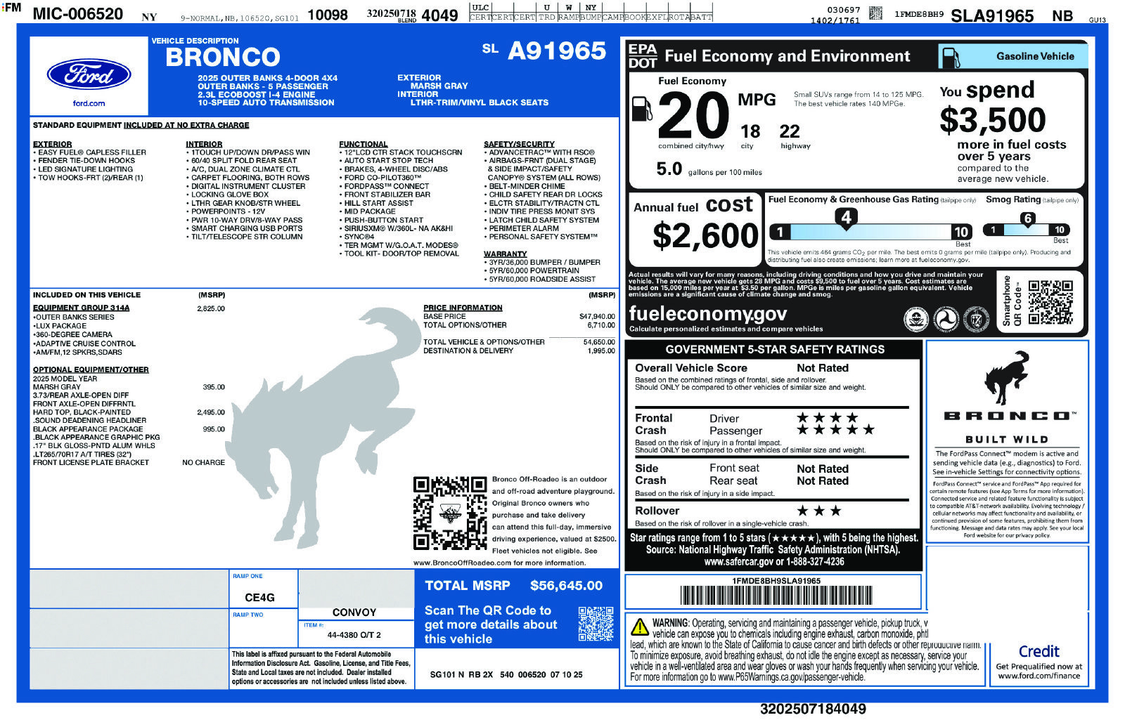 Used 2025 Ford Bronco Outer Banks AWD/4WD image 65