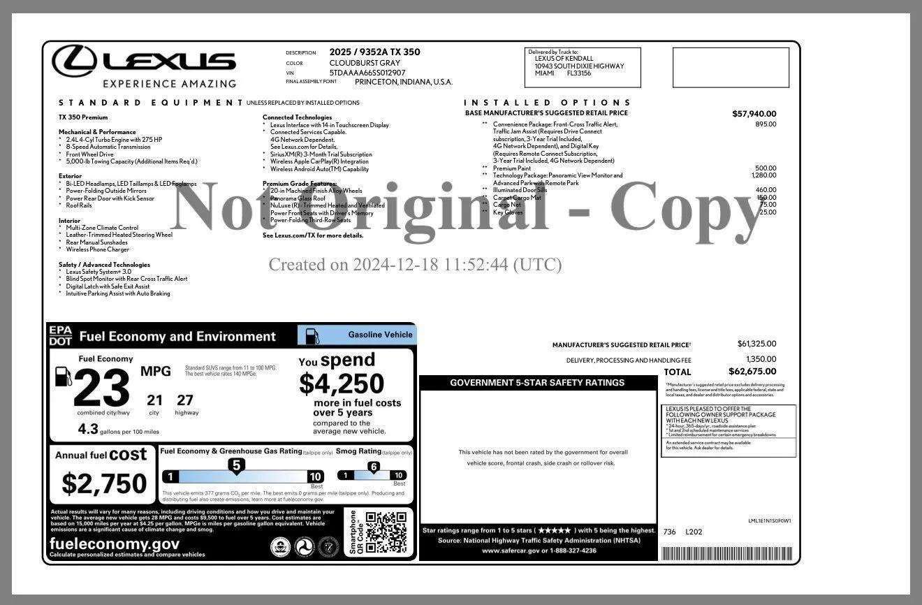 Used 2025 Lexus TX 350 350 Premium w/ Technology Package image 58