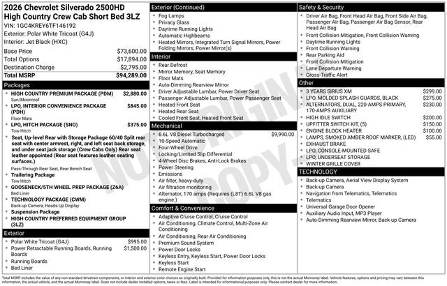 New 2026 Chevrolet Silverado 2500 High Country w/ High Country Premium Package image 4