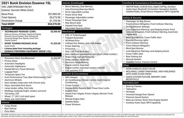 Used 2021 Buick Envision Essence w/ Technology Package I AWD/4WD image 10