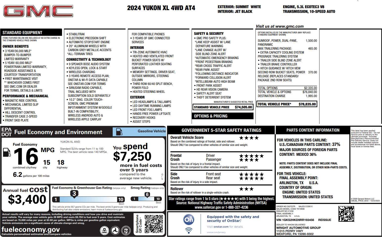 Used 2024 GMC Yukon XL AT4 w/ Max Trailering Package AWD/4WD image 8