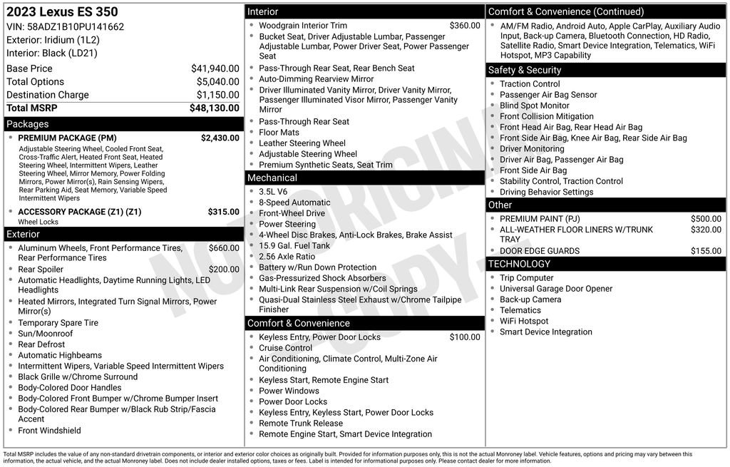 Used 2023 Lexus ES 350 w/ Premium Package image 16