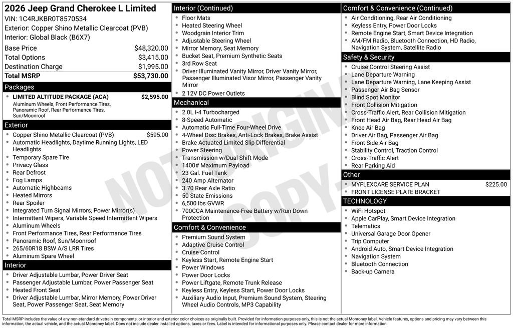 New 2026 Jeep Grand Cherokee L Limited w/ Limited Altitude Package AWD/4WD image 42