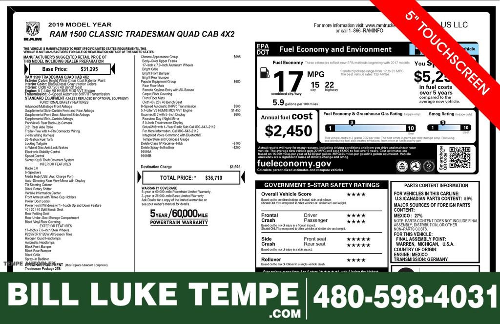 Used 2019 RAM 1500 Tradesman w/ Popular Equipment Group