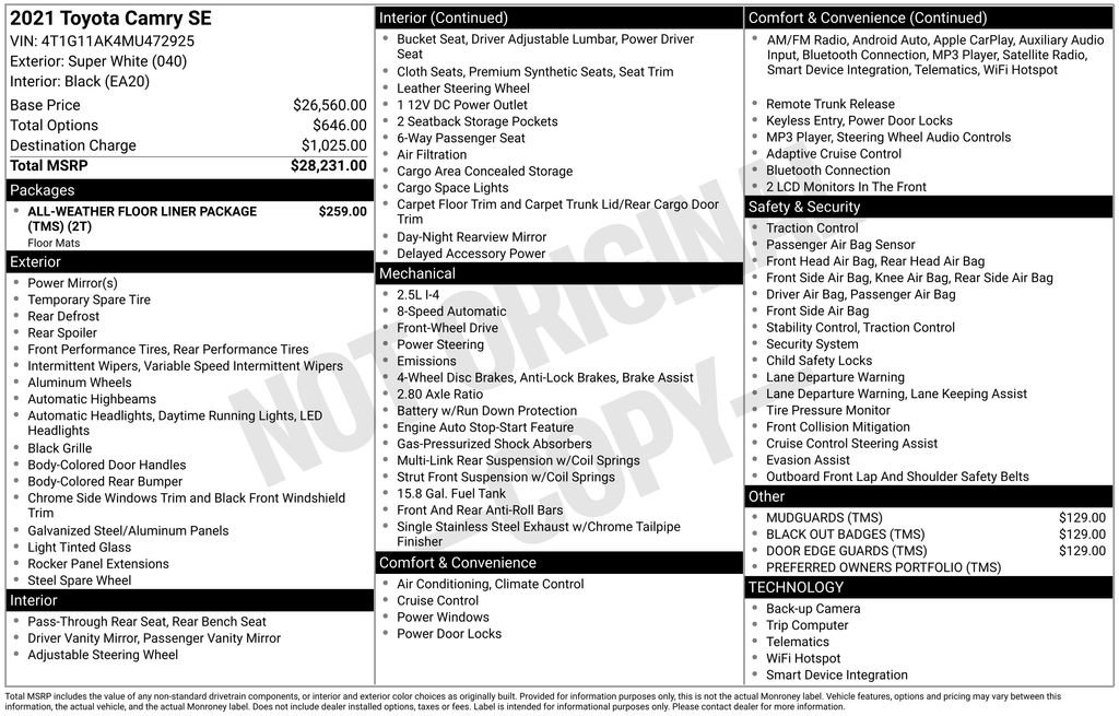 Used 2021 Toyota Camry SE image 30