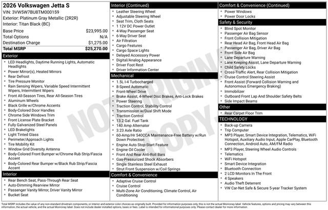Used 2026 Volkswagen Jetta S FWD image 14