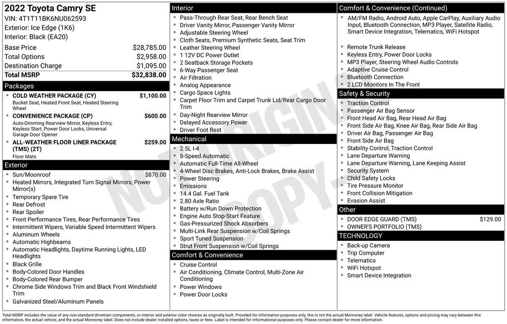 Used 2022 Toyota Camry SE w/ Cold Weather Package image 6