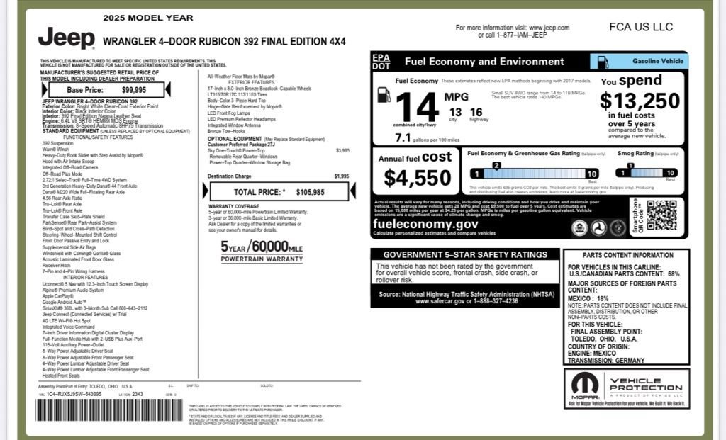 Used 2025 Jeep Wrangler Unlimited Rubicon 392 image 38