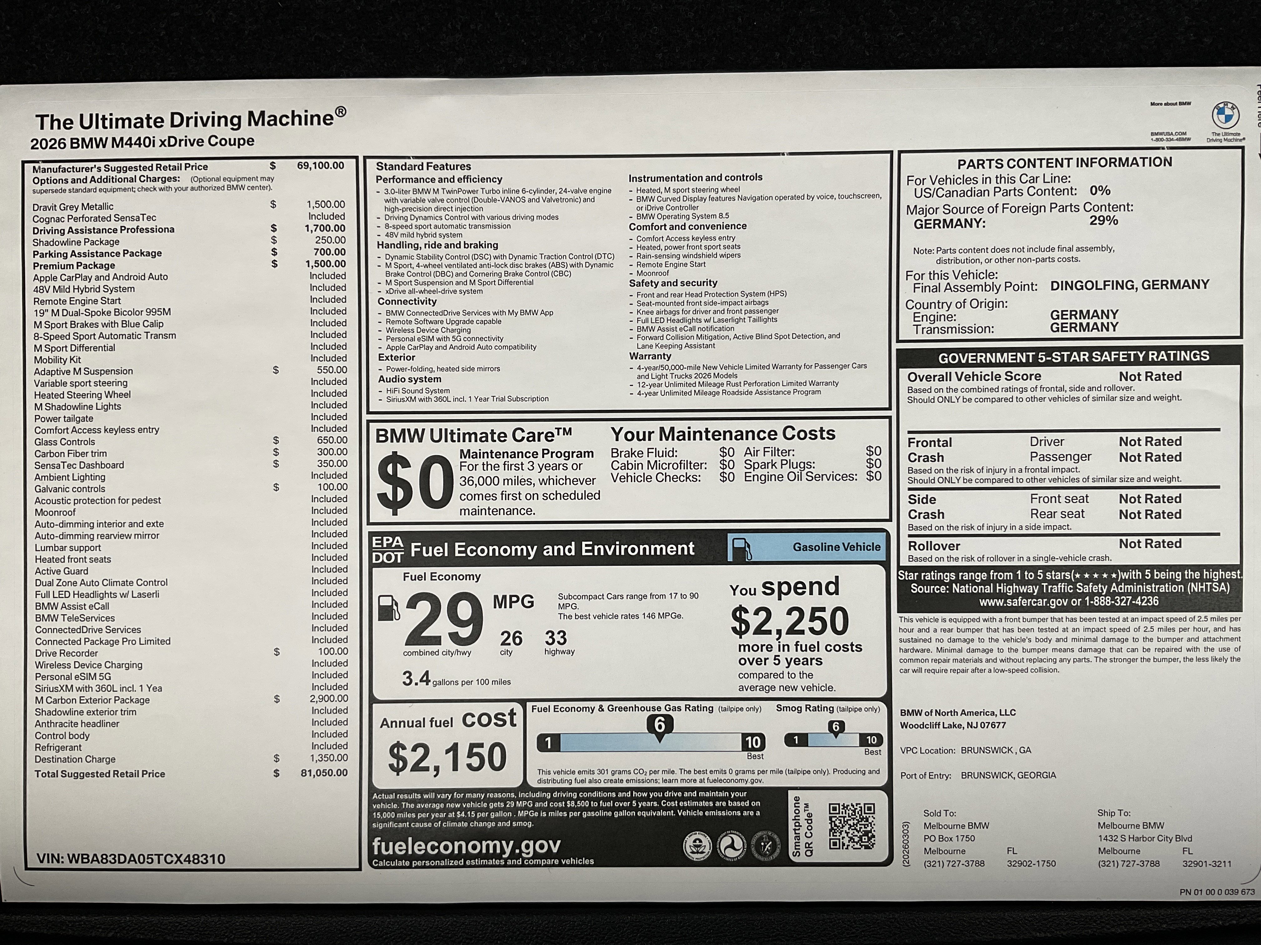 New 2026 BMW 440i xDrive Coupe w/ M Carbon Exterior Package image 33