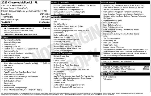 Certified 2023 Chevrolet Malibu LS w/ Driver Confidence Package image 2