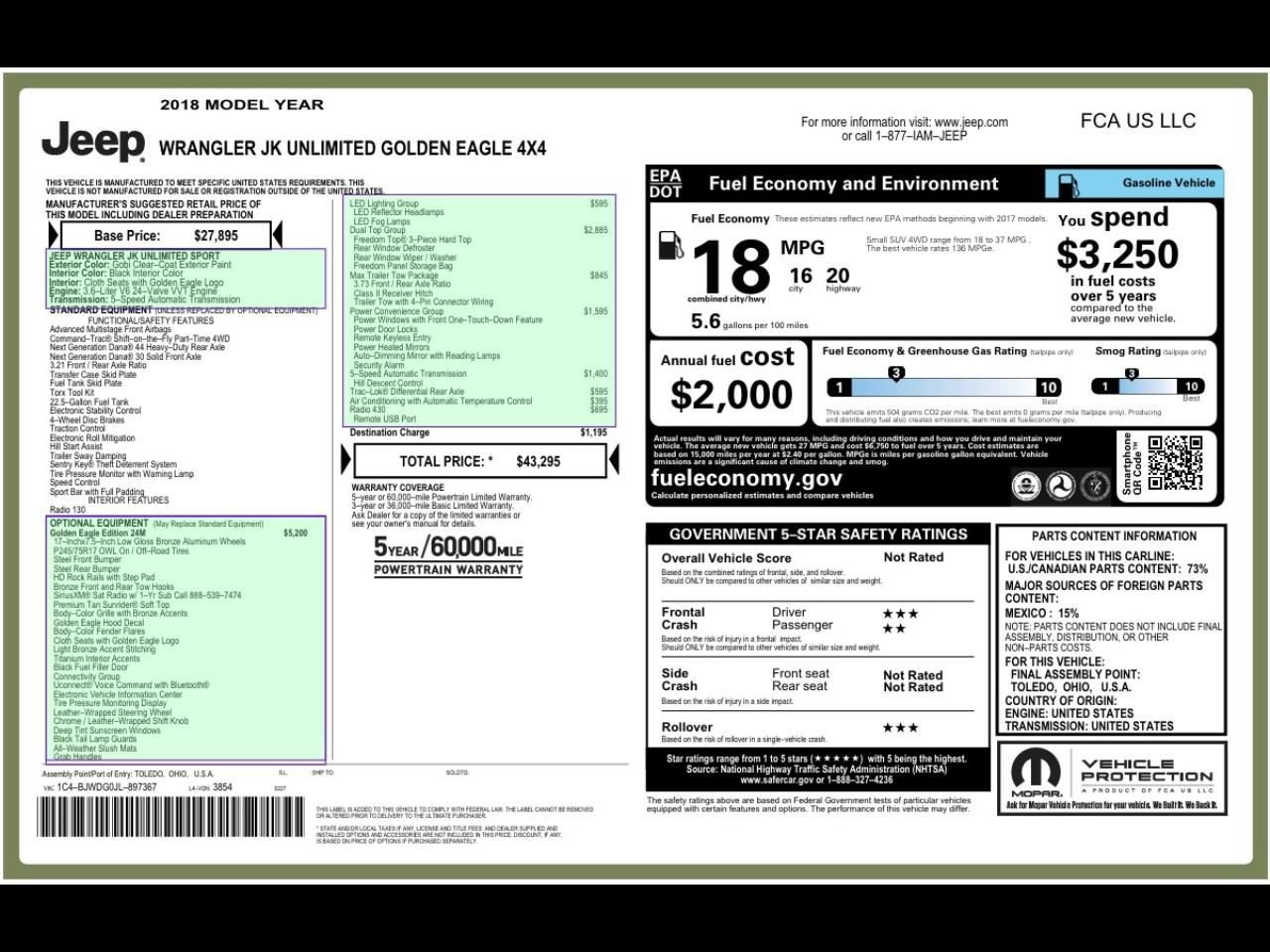 Used 2018 Jeep Wrangler Unlimited Sport image 4