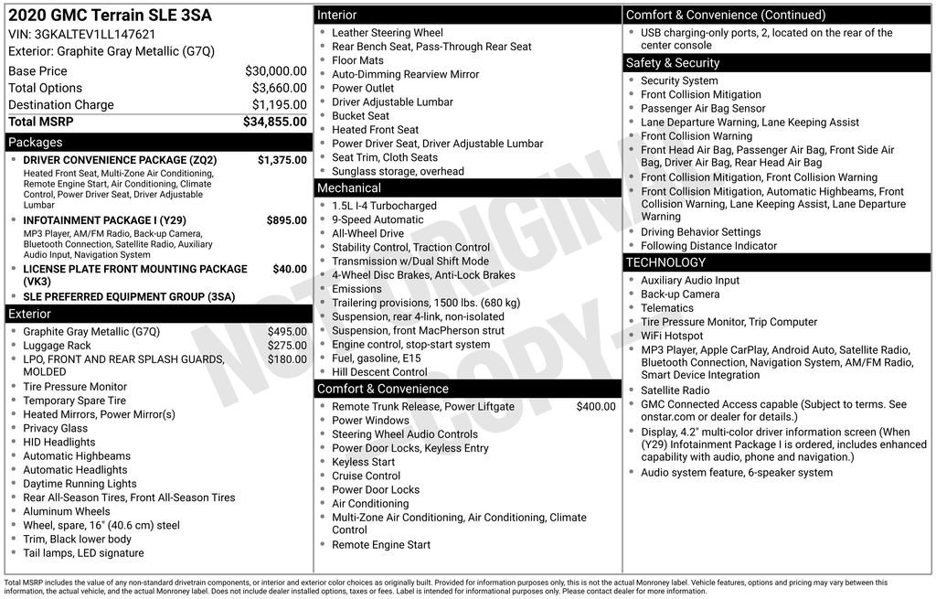 Certified 2020 GMC Terrain SLE w/ Driver Convenience Package AWD/4WD image 26