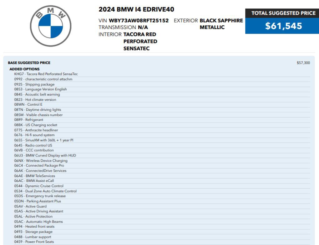 Used 2024 BMW i4 eDrive40 w/ Premium Package RWD image 2