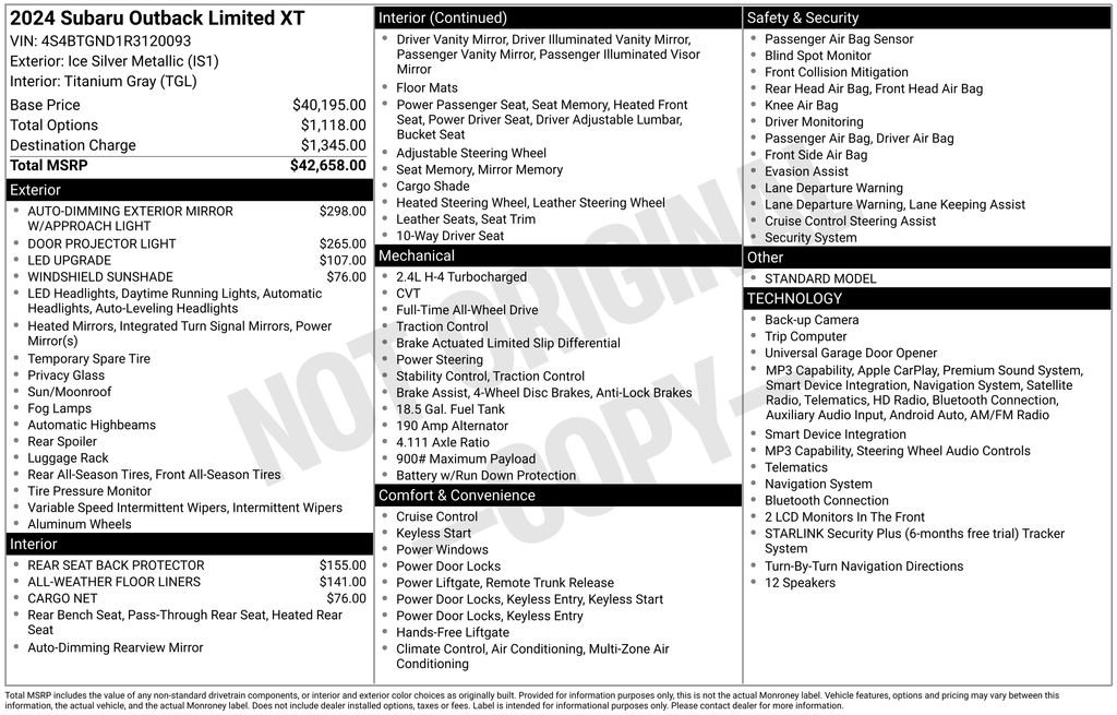 Used 2024 Subaru Outback Limited XT AWD/4WD image 15
