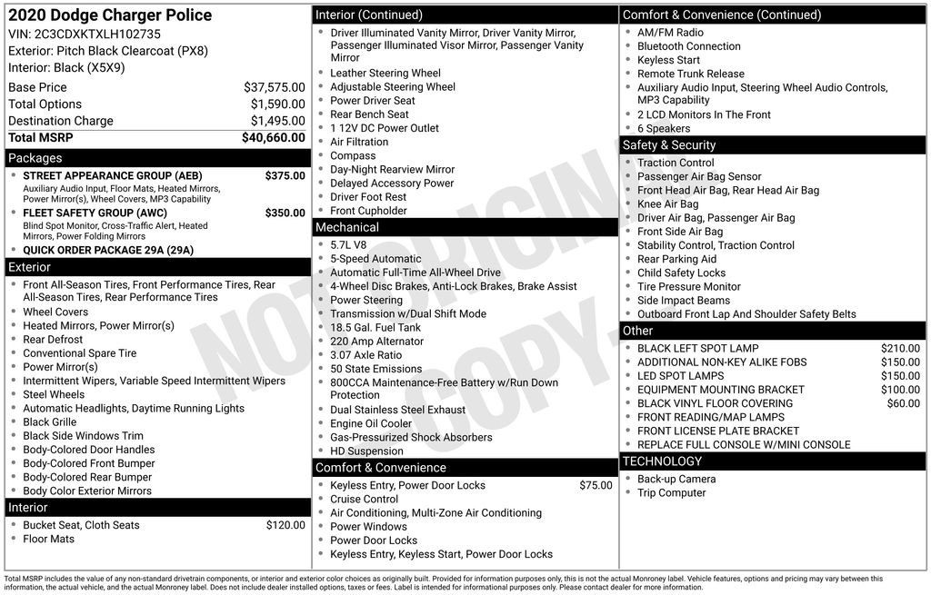 Used 2020 Dodge Charger Police w/ Street Appearance Group AWD/4WD image 6