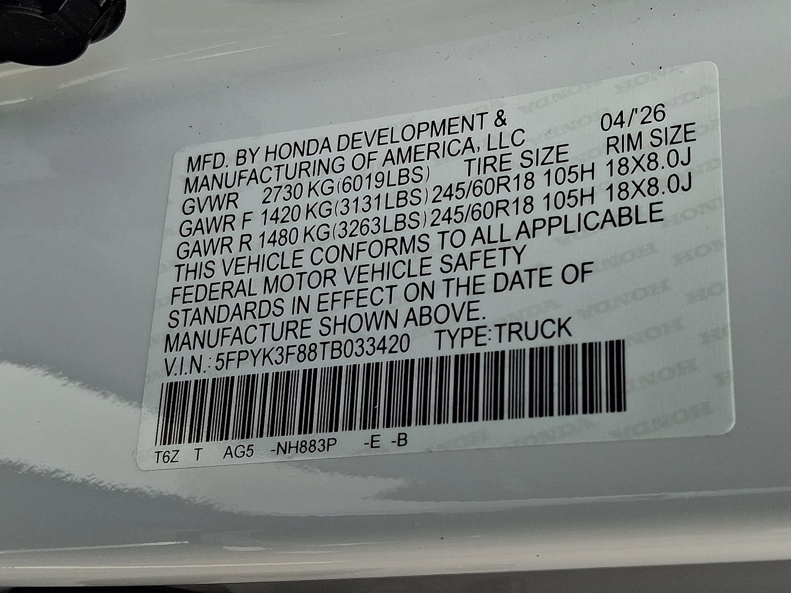 New 2026 Honda Ridgeline Black Edition image 10