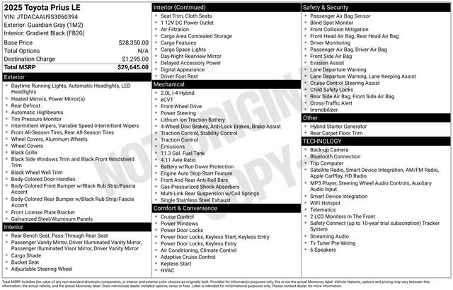 Certified 2025 Toyota Prius LE FWD image 35