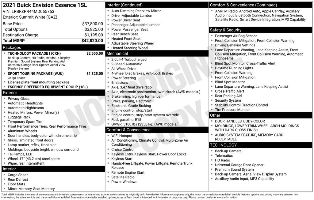 Used 2021 Buick Envision Essence w/ Technology Package I AWD/4WD image 15