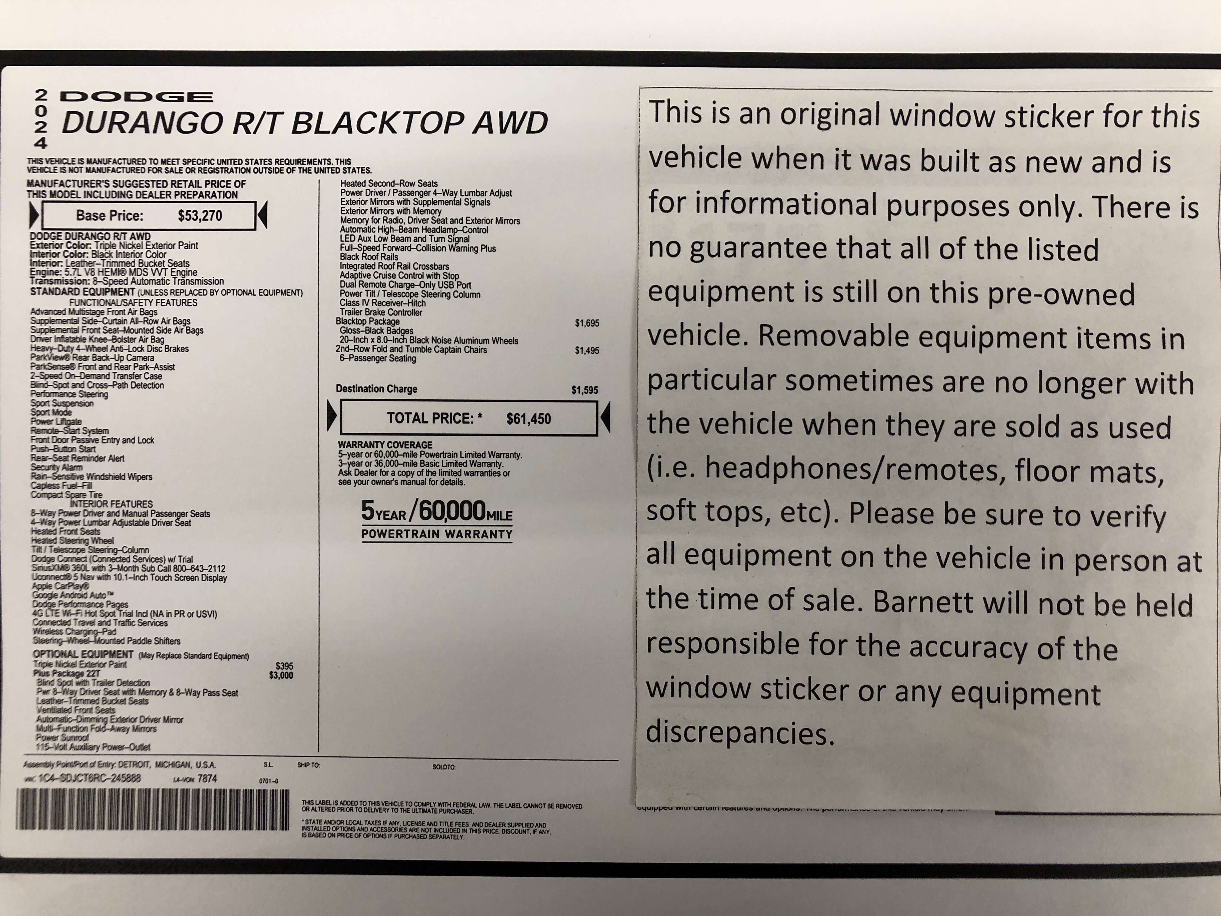 Certified 2024 Dodge Durango R/T AWD/4WD image 2