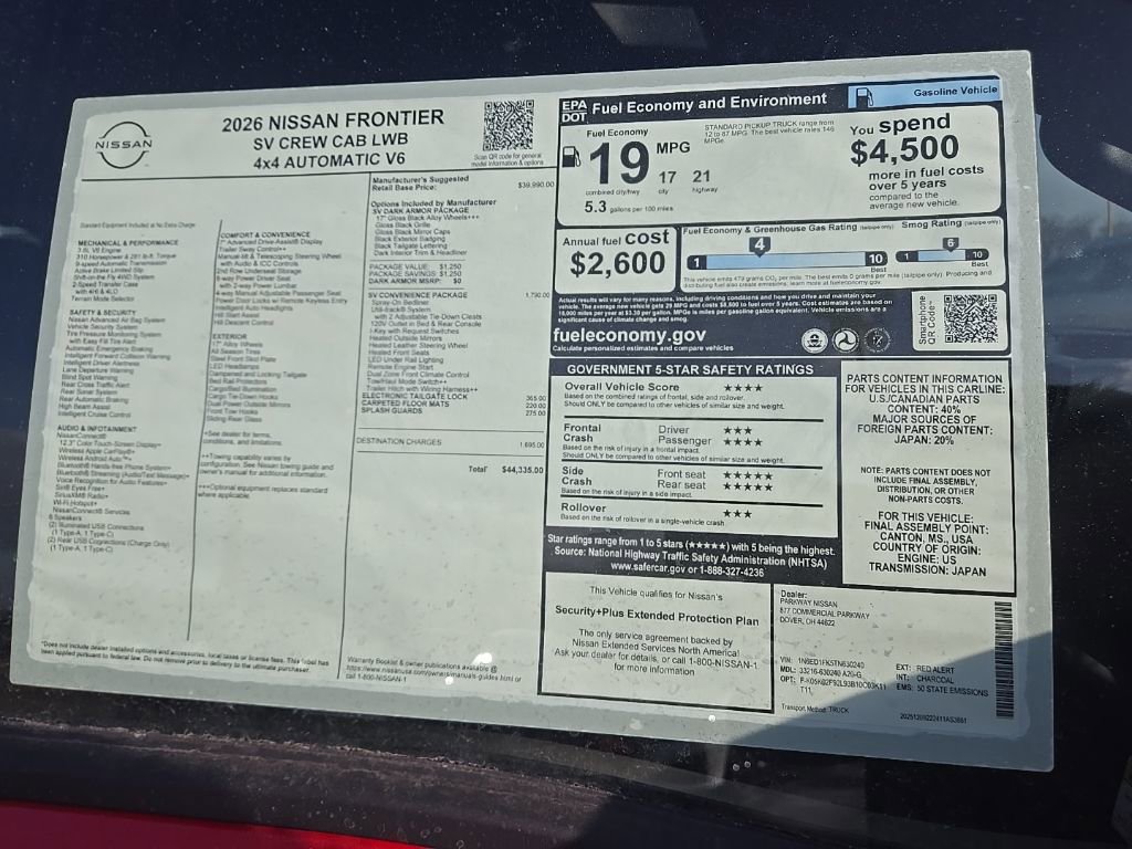 New 2026 Nissan Frontier SV image 37