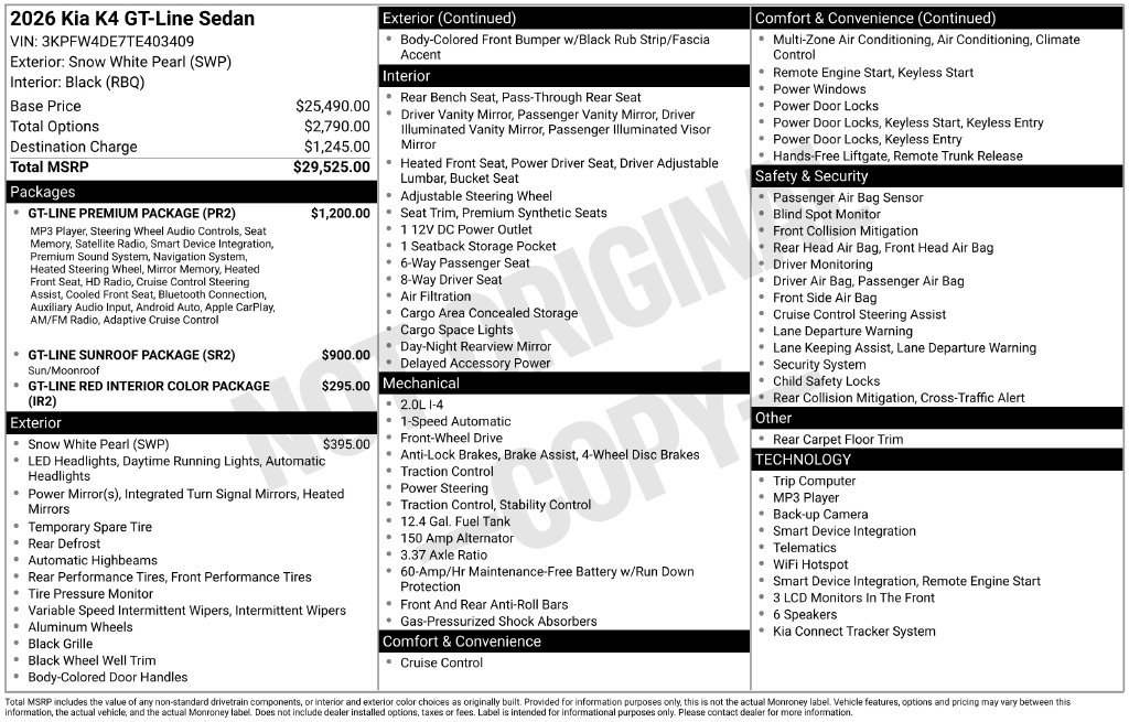 New 2026 Kia K4 GT-Line Turbo w/ GT-Line Premium Package FWD image 4