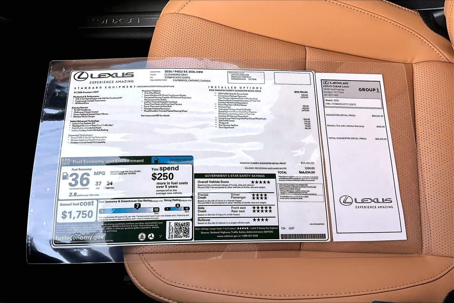 New 2026 Lexus RX 350 w/ Convenience Package AWD/4WD image 21