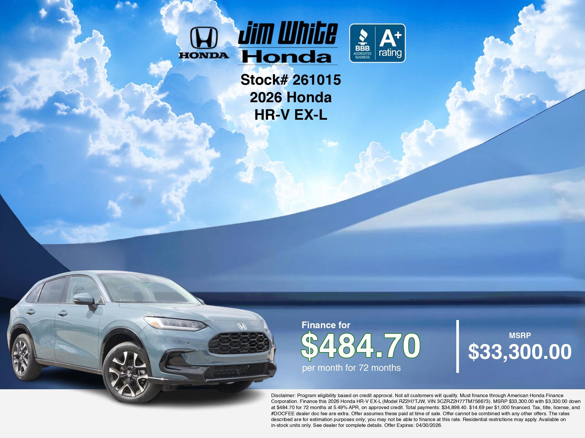 New 2026 Honda HR-V EX-L image 7