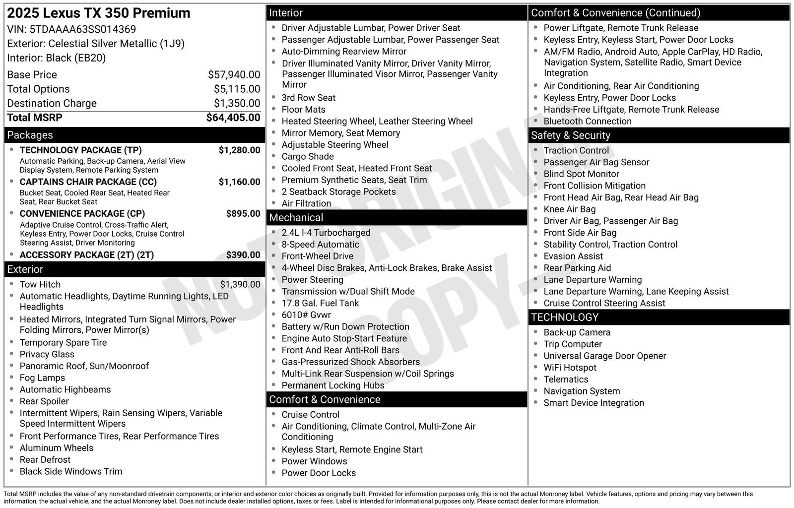 Used 2025 Lexus TX 350 FWD w/ Technology Package image 46
