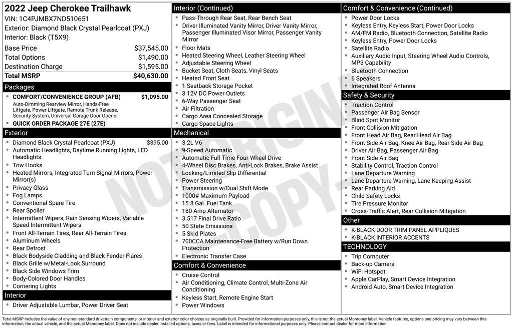 Certified 2022 Jeep Cherokee Trailhawk w/ Comfort/Convenience Group image 7