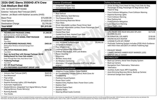 New 2026 GMC Sierra 3500 AT4 w/ Technology Package image 37