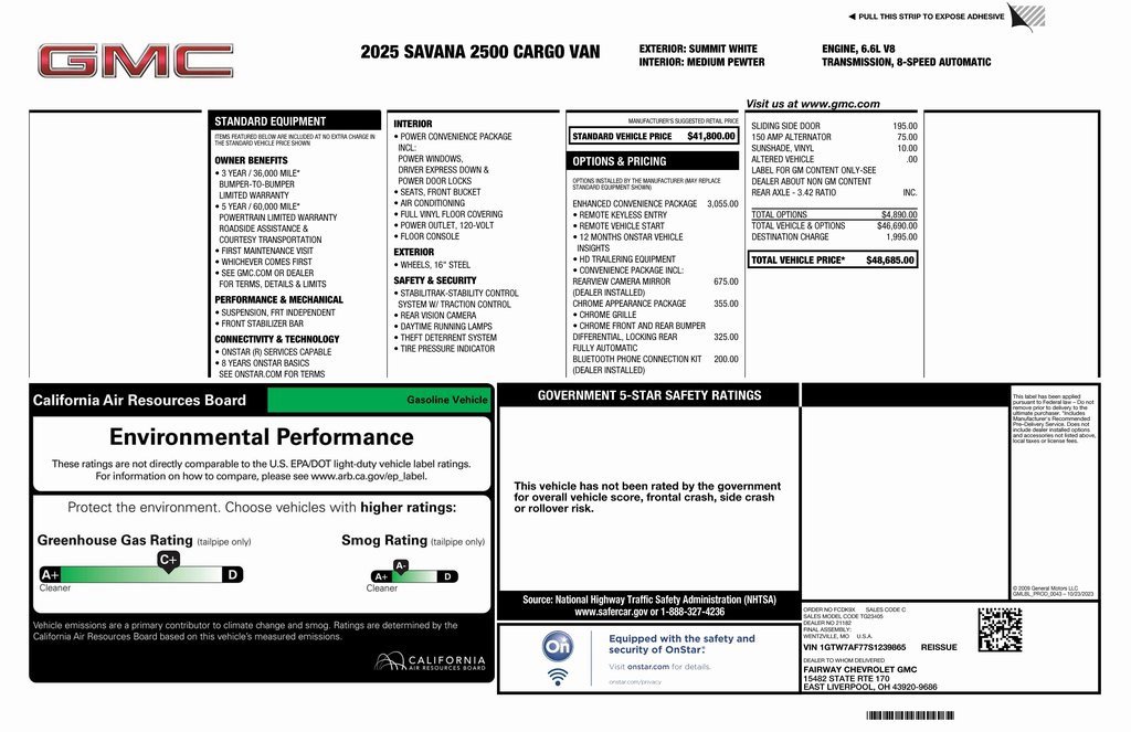 New 2025 GMC Savana 2500 Work Van w/ Enhanced Convenience Package image 4