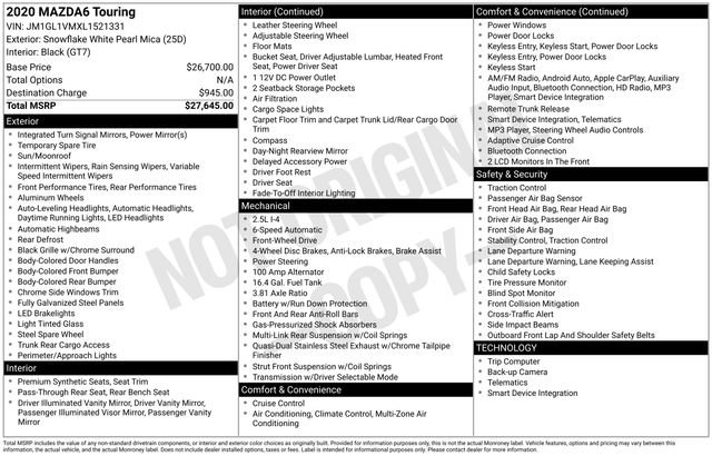 Used 2020 MAZDA MAZDA6 Touring image 30