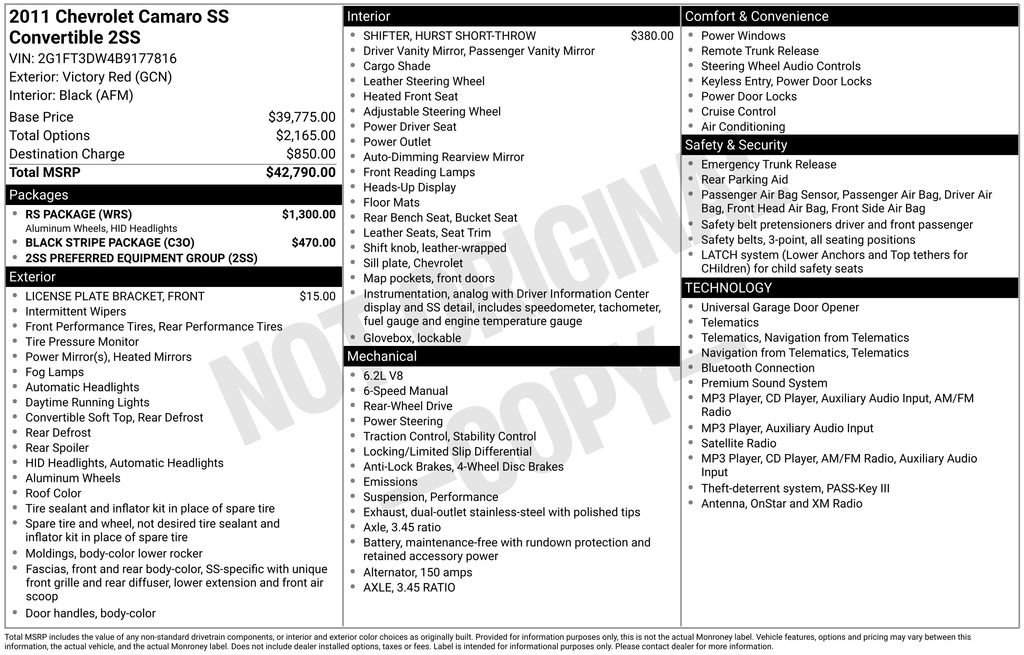 Used 2011 Chevrolet Camaro SS w/ RS Package RWD image 53