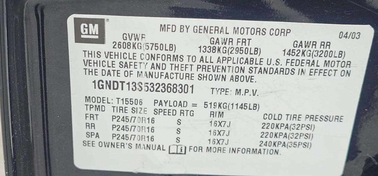 Used 2003 Chevrolet TrailBlazer LS w/ Preferred Equipment Group AWD/4WD image 10